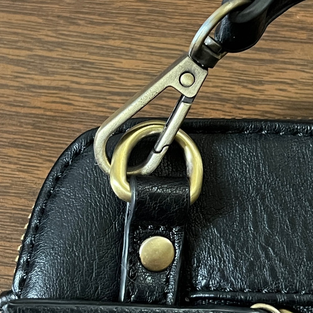 Antik Kraft Black Vegan Leather Beaded Crossbody Bag - Picture 4 of 9